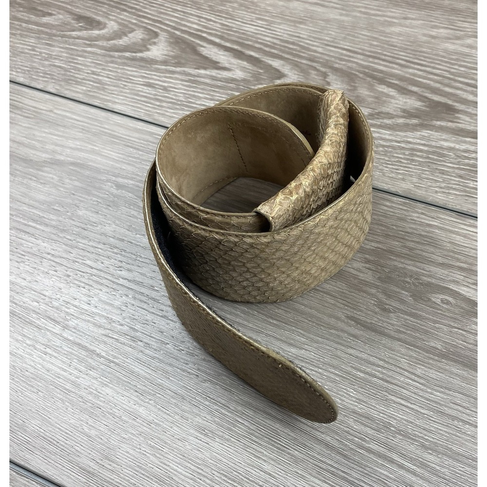 Donna Karan Women's Genuine Whip Snake Hook & Loop Belt Beige Size Small